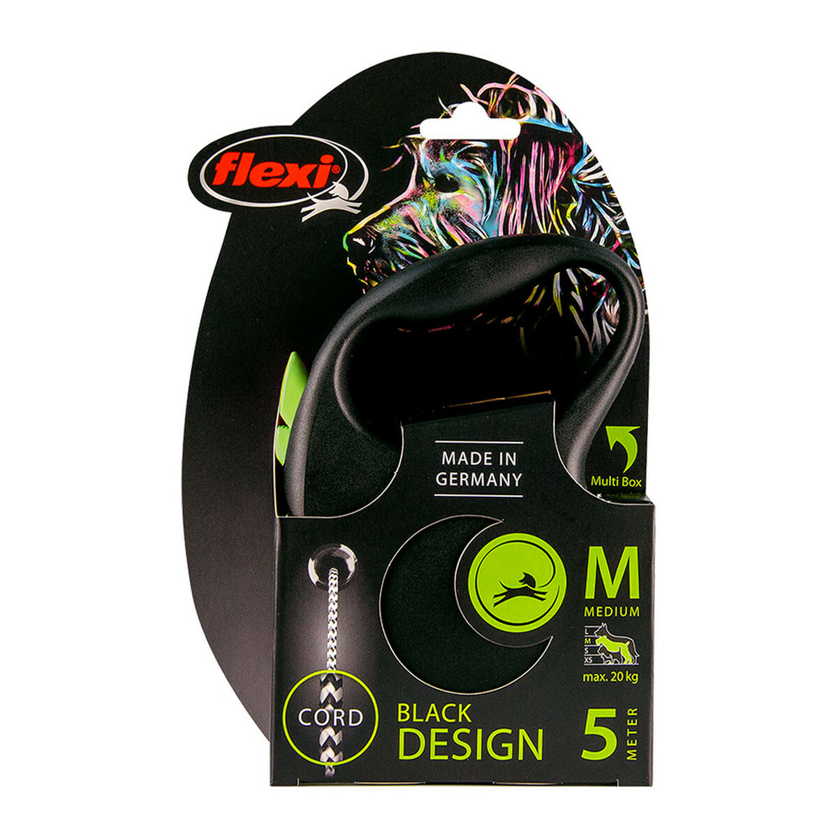 Trela para Cães Flexi BLACK DESIGN 5 m Tamanho S Verde
